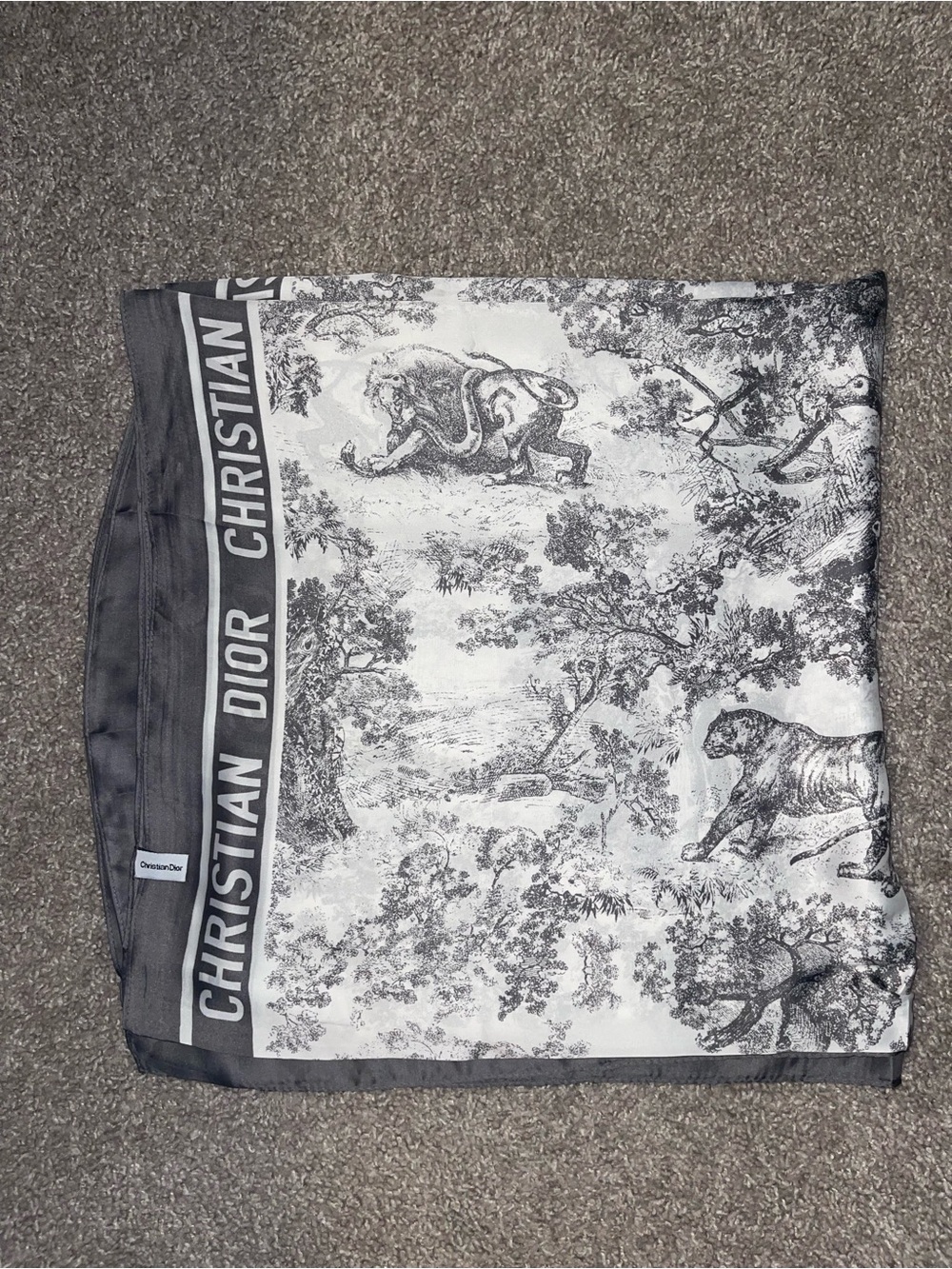 CD inspired Gray & White Printed Scarf